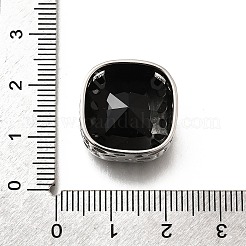 真鍮のガラスビーズ  カドミウムフリー＆ニッケルフリー＆鉛フリー  正方形  プラチナメッキ  18x18x9mm  穴：1.6mm&nbsp;KK-M318-04P