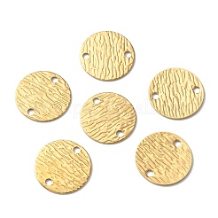 真鍮製コネクタチャーム  両面テクスチャードフラットラウンドリンク  生（メッキなし）  16x0.7mm  穴：1.8mm&nbsp;KK-WH0062-23C