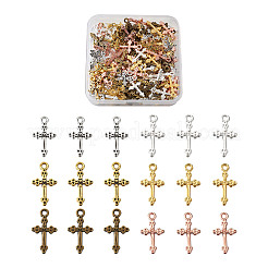 合金ペンダント  カドミウムフリー＆鉛フリー  クロス  ミックスカラー  21x11x2mm  穴：2mm  6色  20個/カラー  120個/箱&nbsp;PALLOY-PJ0001-07-RS