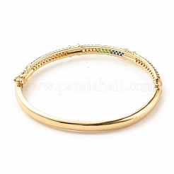 Colorful Cubic Zirconia Hinged Bangle&nbsp;BJEW-B054-14G