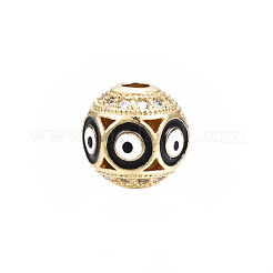 Brass Micro Pave Cubic Zirconia Beads&nbsp;KK-N227-84A