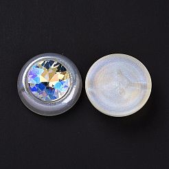 レインボー虹色メッキ アクリル カボション  グリッターカボション  フラットラウンド  ホワイト  28x8mm&nbsp;OACR-E011-02