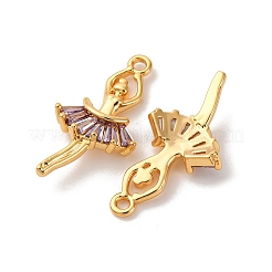 Brass Micro Pave Cubic Zirconia Pendants&nbsp;KK-K382-26G-02
