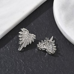 真鍮製 マイクロパヴェ キュービックジルコニア スタッドピアス 女性用  ファン  ラックめっき  長持ちメッキ  鉛フリー＆カドミウムフリー  プラチナ  17x17mm&nbsp;EJEW-A168-06P