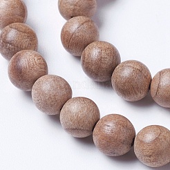 天然ウッドビーズ連売り  ラウンド  バリーウッド  10mm  穴：1mm  約38個/連  14.9インチ（38cm）&nbsp;WOOD-J001-02-10mm