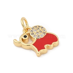 Brass Pave Cubic Zirconia with Enamel Pendants&nbsp;KK-U062-37G-01