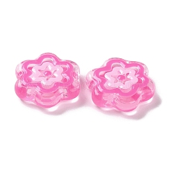 ガラスビーズ連売り  手描きのビーズ  エナメル  花  ショッキングピンク  18x19.5x5mm  穴：1.1mm  約20個/連  14.17インチ（36cm）&nbsp;GLAA-L047-04B