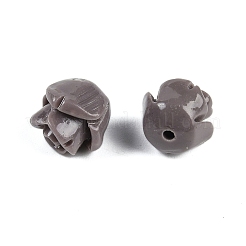 合成サンゴ刻まれたビーズ  染め  花  片穴  ロージーブラウン  8x8mm  穴：1.4mm&nbsp;CORA-C003-18E