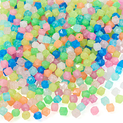 蓄光PSプラスチックビーズ500個  暗闇で光る  ミックスカラー  ポリゴン  9.5x9.5x8.5mm  穴：2mm&nbsp;FIND-TA00009-13B