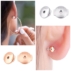 2ペア2色のスターリングシルバーのイヤリング  ピアスバックキャッチ  ゴールド＆ステンレス鋼色のバラ  6x7x1.5mm  穴：1.2mm  1対/カラー&nbsp;STER-CN0001-14B