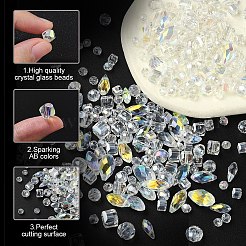 940個 15スタイル電気メッキガラスビーズ連売り  ABカラーハーフメッキセット  クリアAB  4~13x3~8mm  穴：0.4~1.5mm&nbsp;DIY-YW0010-18