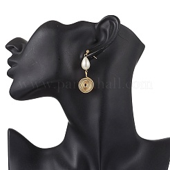 Glass Pearl Dangle Stud Earrings&nbsp;EJEW-JE06543-01