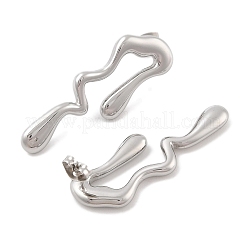 304ステンレススチールスタッドピアス  左右  ステンレス鋼色  38x13mm&nbsp;EJEW-B108-03P
