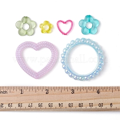 60 個 6 スタイルアクリルビーズフレーム  ハート/フラワー  ミックスカラー  15~42.5x13~43x3.5~6mm  穴：1.6~2.5mm  10個/スタイル&nbsp;SACR-FS0001-14