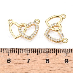 真鍮マイクロパヴェクリアキュービックジルコニアペンダント  ハート  18KGP本金メッキ  12.5x17.5x2.5mm  穴：1mm&nbsp;KK-T073-22G