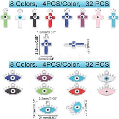 64Pcs 16 Style CCB Plastic Enamel Pendants&nbsp;CCB-FH0001-08