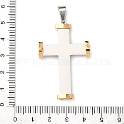 304ステンレスペンダント  クロス  PVD真空メッキ  長持ちメッキ  ゴールデン·ステンレス鋼色  47x30x5mm  穴：8.5x4.5mm&nbsp;STAS-P421-14A