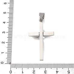 304ステンレススチールマイクロパヴェキュービックジルコニアチャーム  クロス  ステンレス鋼色  40x22.5x6mm  穴：9x5mm&nbsp;STAS-P421-09P