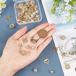 60本6スタイルアロイペンダント  ラインストーン付き  混合図形  ゴールドカラー  10個/スタイル&nbsp;PALLOY-PH0001-76G