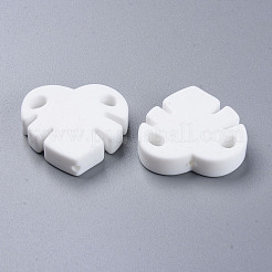 食品グレードの環境に優しいシリコーン焦点ビーズ  葉  ホワイト  35x35.5x8mm  穴：2.5mm&nbsp;LS-SIL-S003-06G
