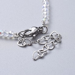多面カットガラスビーズのブレスレット  304ステンレススチール製金具付き  ミックスカラー  7-1/4インチ（18.3cm）  3mm&nbsp;BJEW-JB04593