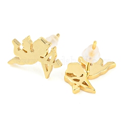 Rack Plating Brass Cupid Stud Earrings&nbsp;EJEW-G361-01G