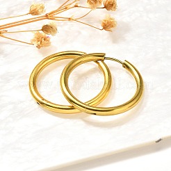 女性用304ステンレスフープピアス  イオンプレーティング（ip）  14KGP本金メッキ  30x3mm&nbsp;EJEW-M068-15D-G