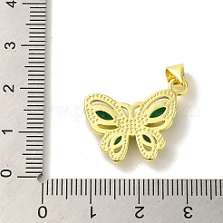 真鍮製ガラスペンダント  18KGP本金メッキ  蝶  シーグリーン  23x20x4mm  穴：5x3.5mm&nbsp;KK-Z042-01G-04