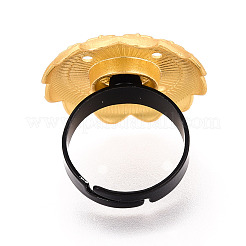Adjustable Flower Alloy & Iron Bezel Cup Ring Base with Rotatable Tray&nbsp;MAK-T012-07G