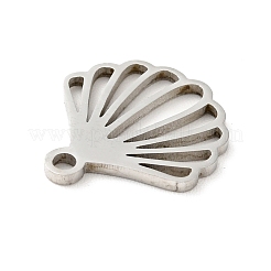 変色しない201ステンレススチールペンダント  シェル  ステンレス鋼色  13.5x12.5x1mm  穴：1.4mm&nbsp;STAS-E015-03P