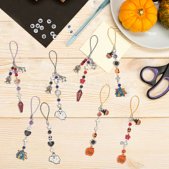 Halloween Theme DIY Acrylic/Glass Beads & Alloy Enamel Pendants Mobile Phone Strap Making Kits&nbsp;DIY-SC0031-90