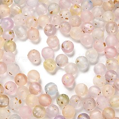 つや消し透明なアクリルビーズ  ラウンド  金箔とグリッター付き  グラデーションカラー  ミックスカラー  6x5.5mm  穴：1.8mm  約4950個/500g&nbsp;OACR-F013-12