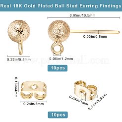 10pcs Brass Ball Stud Earring Findings&nbsp;KK-BBC0011-13