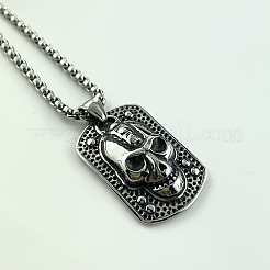 パンクレトロステンレススチールエンボススカルペンダントヒップホップストリートスタイルネックレスメンズ  ステンレス鋼色&nbsp;JJ4192