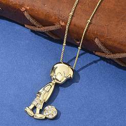 Brass Micro Pave Clear Cubic Zirconia Pendant Necklaces&nbsp;LS-NJEW-M084-01G-01