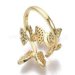 Brass Micro Pave Cubic Zirconia Cuff Rings&nbsp;RJEW-S044-074-NF