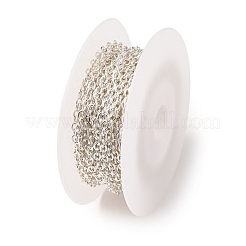 304ステンレススチールアズキチェーン  ハンダ付け  スプールで  銀  3x2.5x0.5mm&nbsp;SA-CBA4160-08A-S