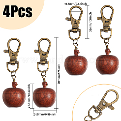 木製リンゴ箱のジュエリーペンダント装飾  合金製回転式ナスカンカニカン付き  アンティークブロンズ  70mm  4個/セット&nbsp;HJEW-AB00424