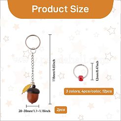 2Pcs Wooden Acorn Box with Alloy Enamel Leaf Pendant Counter Chains&nbsp;KEYC-CO00001