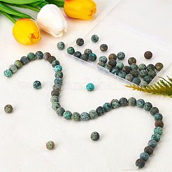 Frosted Natural African Turquoise(Jasper) Round Beads Strands&nbsp;G-OC0001-79A