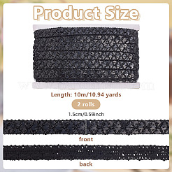 Sparkle Polyester Wavy Lace Trim Ribbon&nbsp;OCOR-WH0082-563E