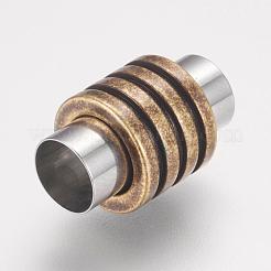 304ステンレススチール製マグネット留め具、接着端付き  コラム  アンティークブロンズ  16x10mm  穴：6mm&nbsp;STAS-F124-01AB
