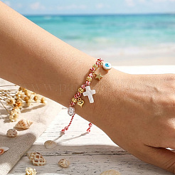 Adjustable Brass Link & Charm Cord Bracelets&nbsp;CW8626