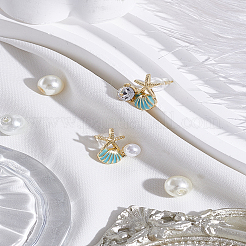 Rhinestone & Plastic Pearl Asymmetrical Earrings&nbsp;EJEW-LP0003-96A