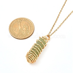 Double Pointed Mixed Stone Pendant Necklace for Girl Women&nbsp;NJEW-JN03684