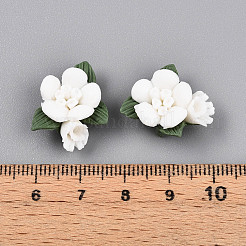 手作り磁器カボション  陶土ビーズ  花  ホワイト  17~20x14~16x7~8mm&nbsp;PORC-S1003-25A