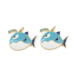 真鍮製エナメルペンダント  ラックめっき  鉛フリー＆カドミウムフリー  長持ちメッキ  丸カン付き  アンコウチャーム  18KGP本金メッキ  ミックスカラー  17x22x3mm  穴：3mm&nbsp;KK-L241-20G