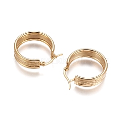 304ステンレススチールフープピアス  低刺激性のイヤリング  リング  ゴールドカラー  25x8mm  ピン：1x0.6mm&nbsp;STAS-D171-19G