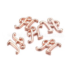 ローズゴールドメッキ合金文字ペンダント  ラックめっき  カドミウムフリー＆鉛フリー  文字.h  12x12x2mm  穴：1.5mm&nbsp;LS-X-PALLOY-J718-01RG-H