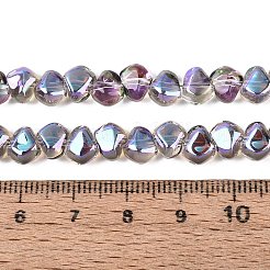 電気メッキ透明ガラスビーズ連売り  ナゲット  トップ掘削  蘭  6.5x7.5x4.5~5mm  穴：0.8~1mm  約99~100個/連  21.26~22.24インチ（54~56.5cm）&nbsp;EGLA-Q133-01A-07